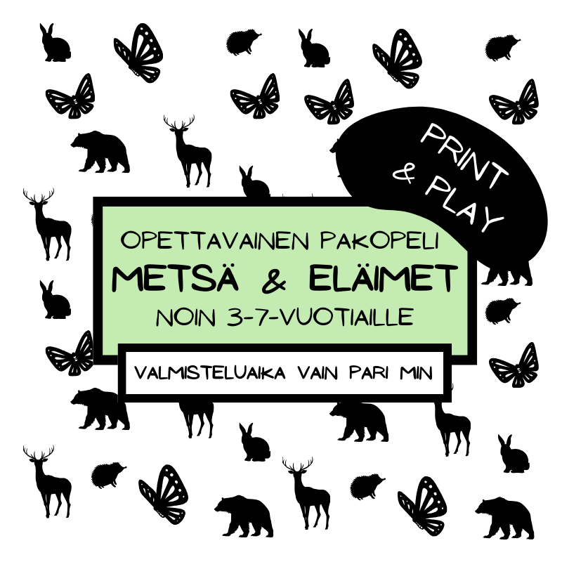 Alle kouluikÀisten tulostettava ja opettavainen pakopeli teemalla metsÀ & elÀimet