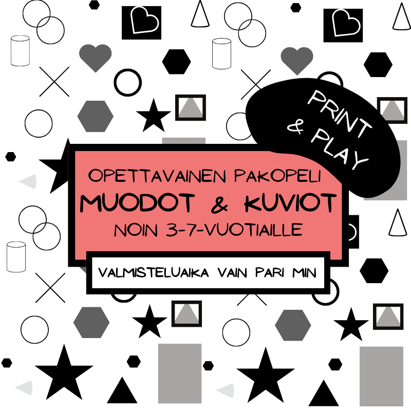 Alle kouluikÀisten tulostettava ja opettavainen pakopeli teemalla muodot & kuviot